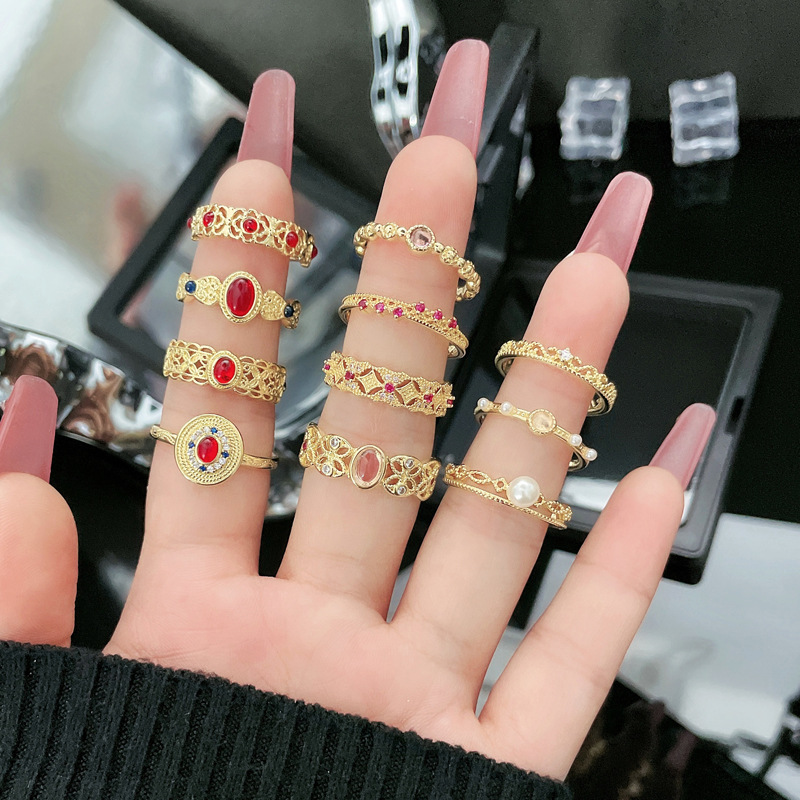 A niche design sense, light luxury, hollowed-out opening ring for women on Instagram, a cold style metal ring for girls with a sweet and cool temperament Specification drawing