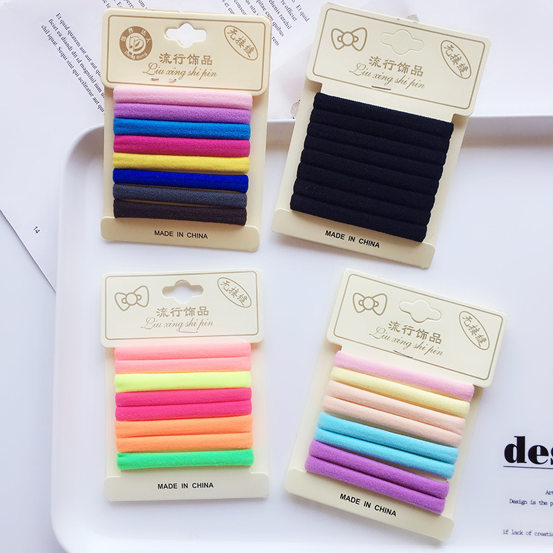 Wholesale of Qiyue Korean version hair accessories, fashionable headwear, towel loops, hair ties, 8-piece clamp-on hair bands, and high-elasticity rubber bands full figure