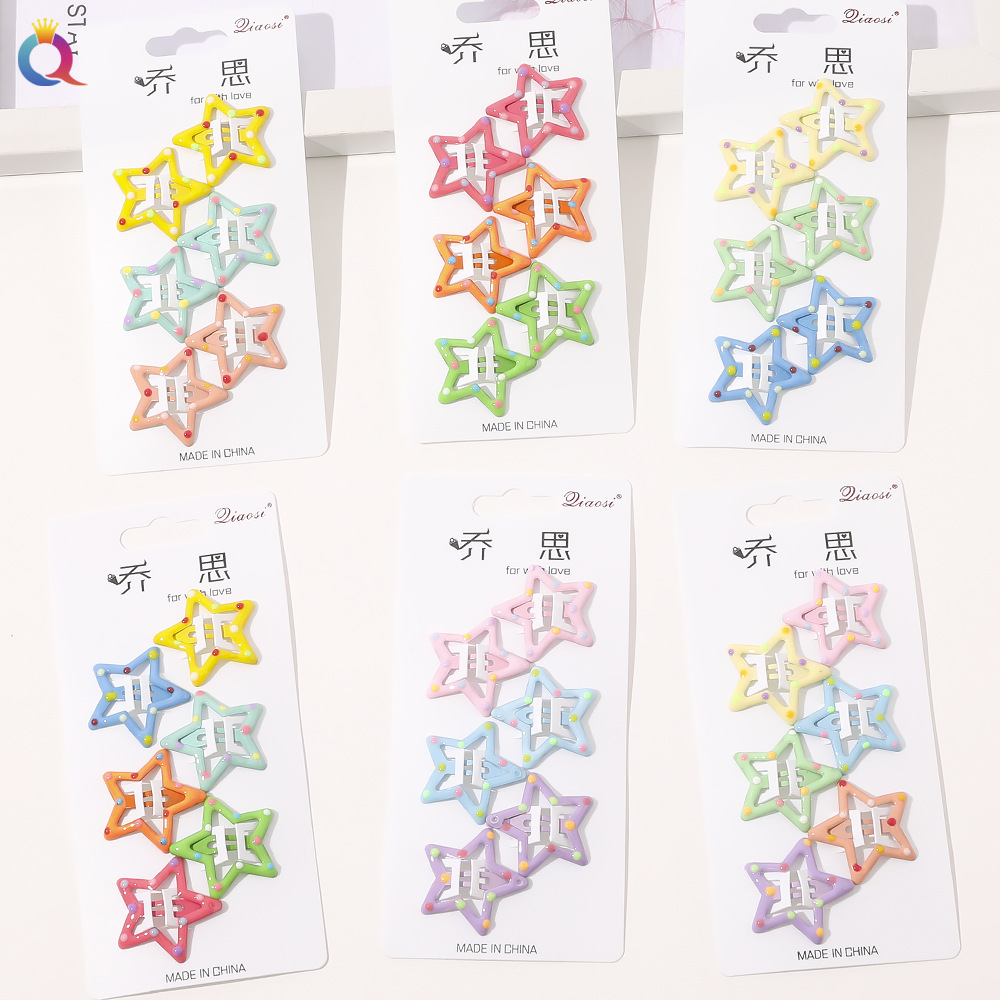 Qiyue's girlish bangs clips, simple lacquered BB clips, dopamine hair clips, candy-colored five-pointed star hair clips and hair accessories full figure
