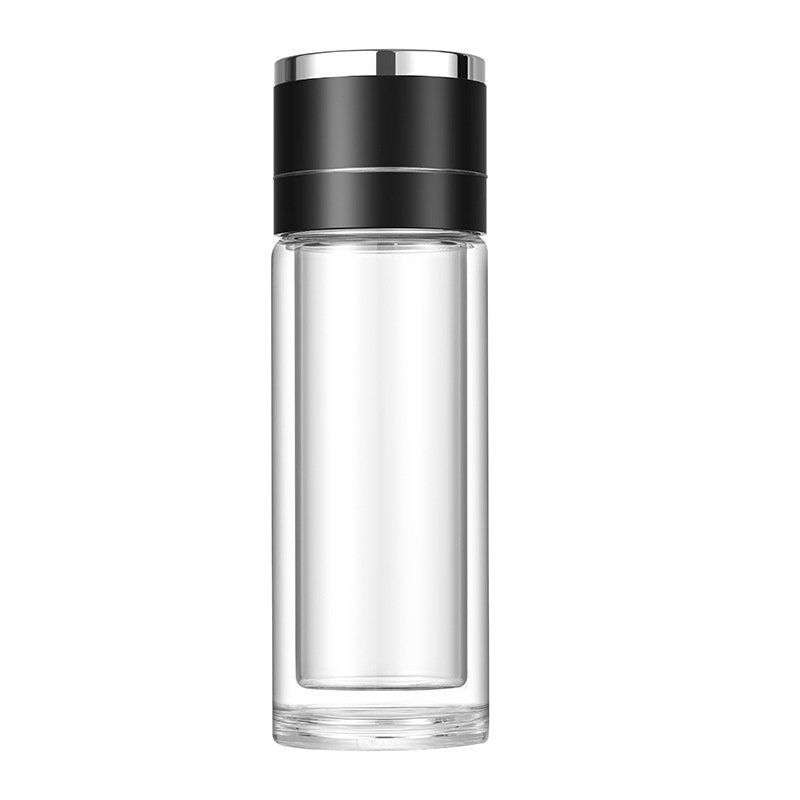 Car one-button lid opening quick-opening cup, tea-water separation cup, high borosilicate glass cup, men's water cup, high-end tea brewing cup Item Picture
