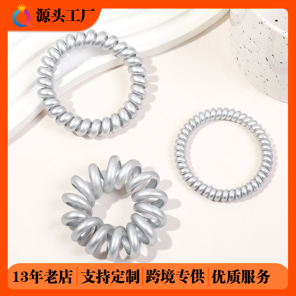 Qiyue Cross-border Cold style telephone line hair bands, fashionable high-elasticity traceless hair ties, leather bands and hair accessories wholesale full figure
