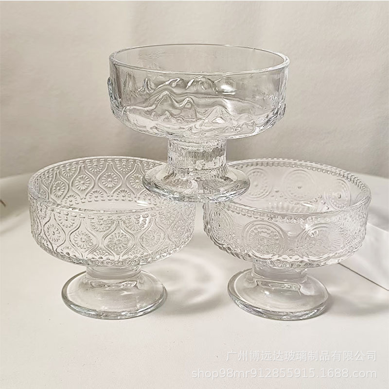 Ins-style dessert bowl, high appearance level glass highball cup, home ice cream, pop-up pudding bowl, yogurt cup, oat cup full figure