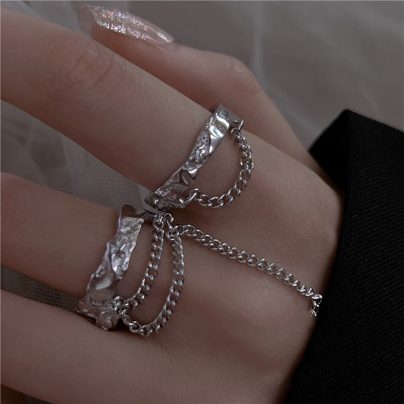 Chain ring, a trendy, individualistic, and luxurious open ring for women on Instagram, with a cold style, sweet and cool, and a niche high-end index finger ring full figure