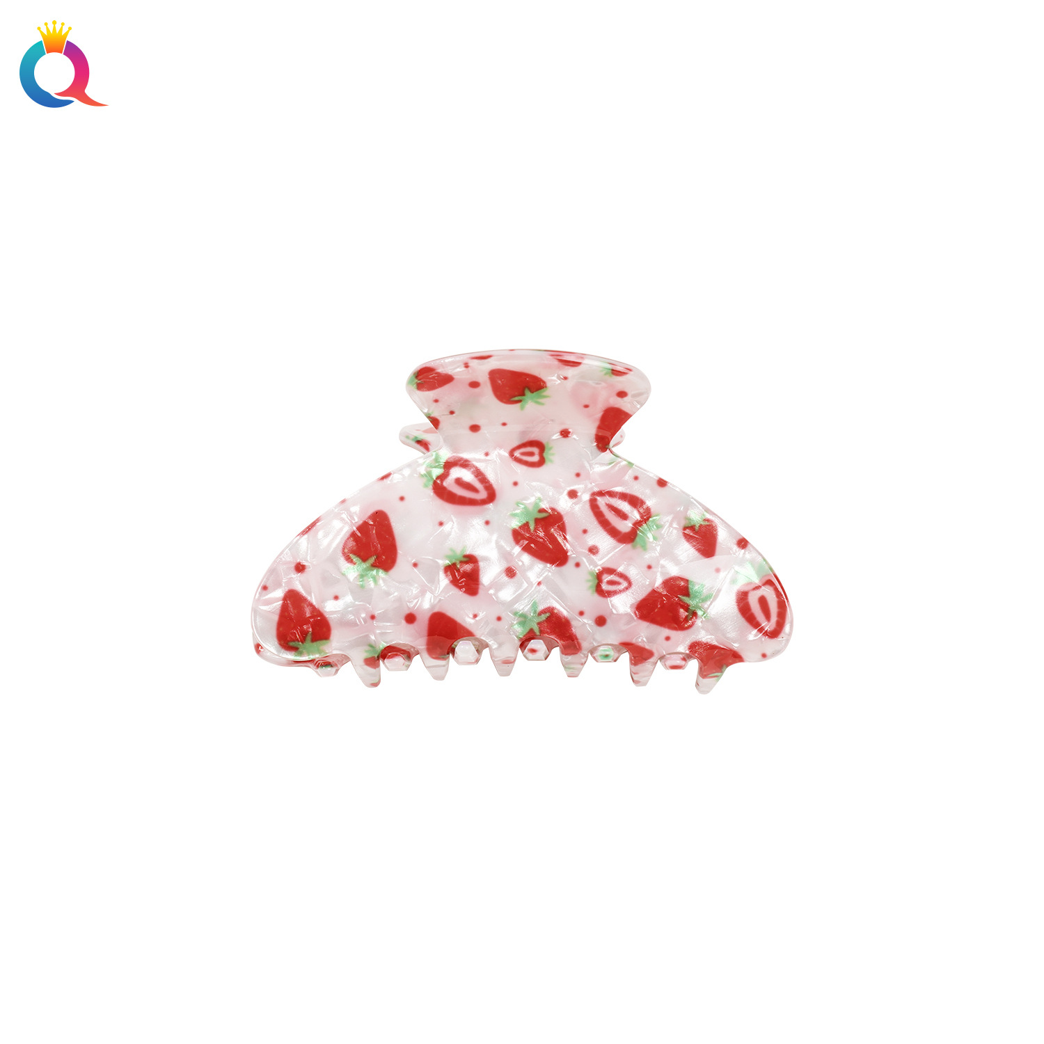 Qiyue Cross-border Dopamine Korean-style fruit shark clip, elegant and stylish printed back of the head, updo hair clip headwear for women Item Picture