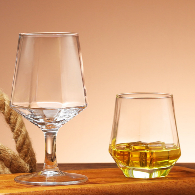 Hexagonal glass cup for dining room, simple home living room drinking cup, and creative internet-famous beer mug Application Scenario