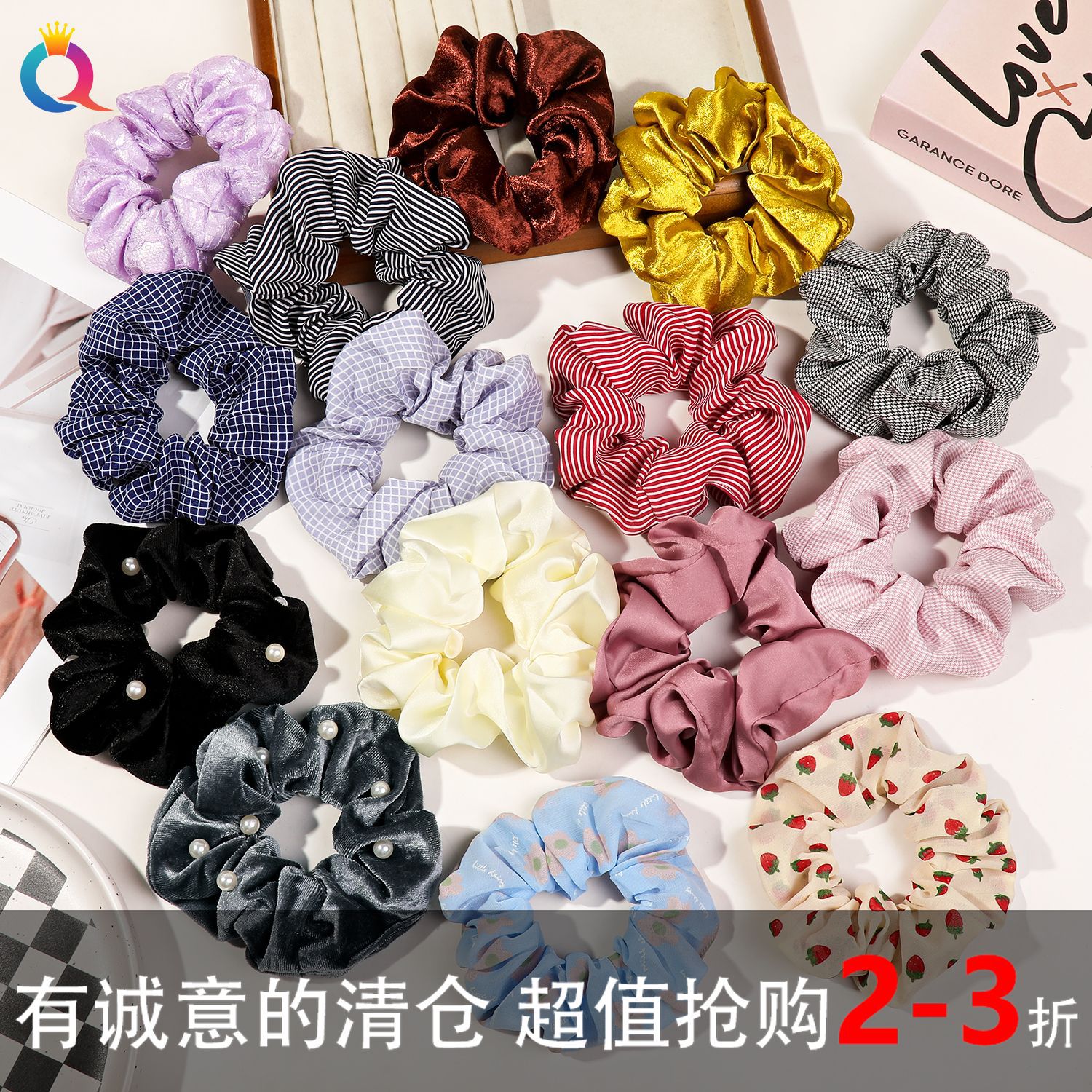 Qiyue Amazon Autumn and Winter Large Intestine Hair Ties, velvet fabric large intestine hair ties, high-end look, hair ties, tail goods disposal full figure