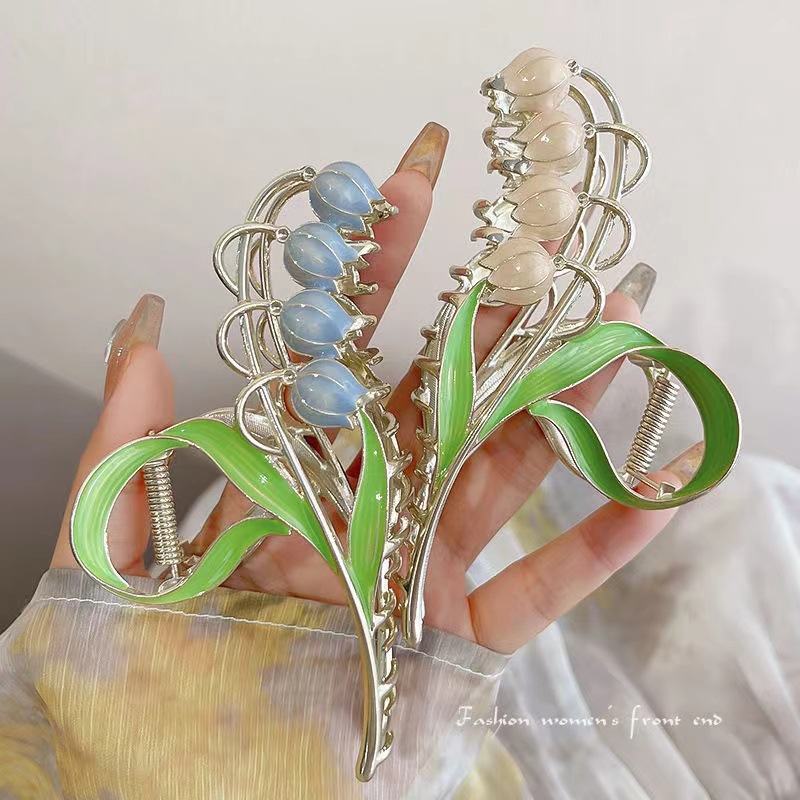 Spring bestsellers: Hand-painted oil flower hair clips for girls, sweet and girlish style, shark clip hair clips at the back of the head Specification drawing