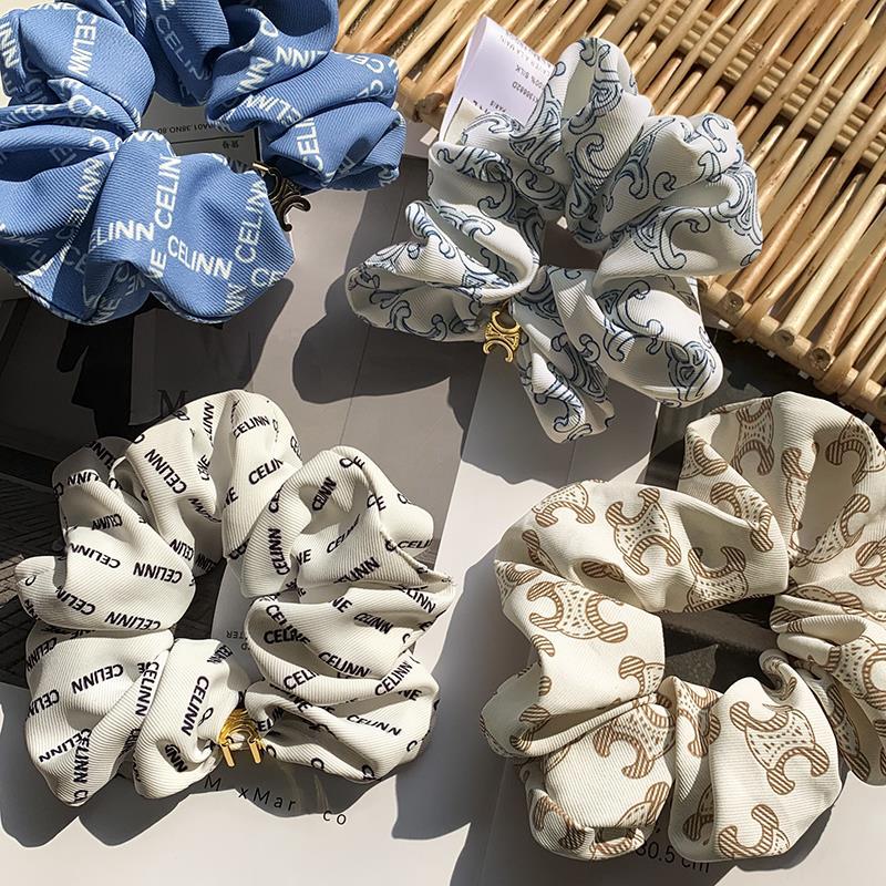 CELI Arc de Triomphe Silk Large Intestine Hair Band, light luxury style, silk hair tie, niche high-end sense, letter hair tie and hair accessory full figure