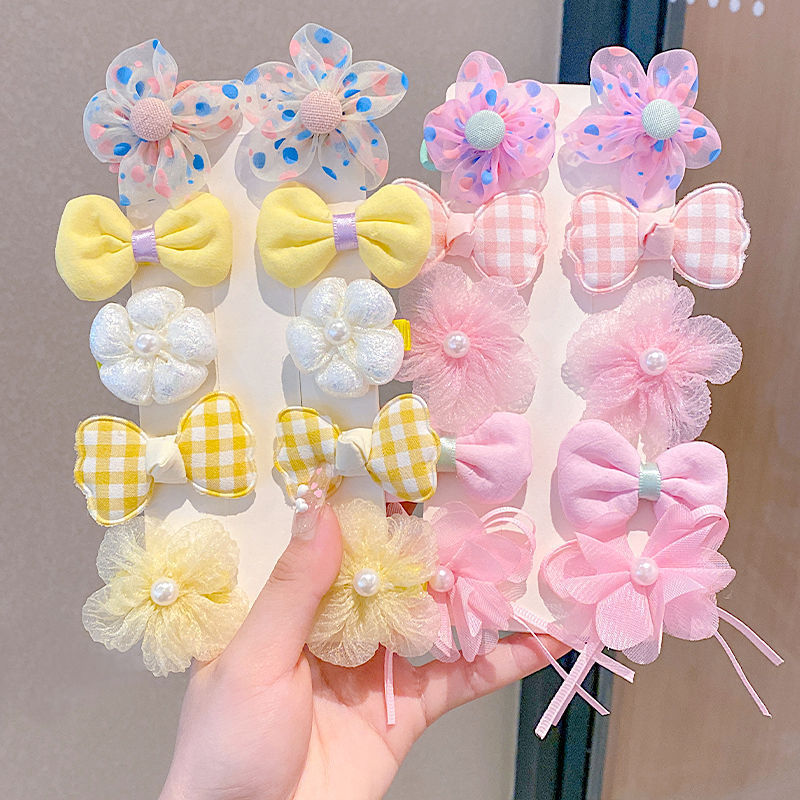 New Korean version of children's hair accessory set, super fairy-like bow, hair-safe tie, flower baby hair band, hair tie Item Picture