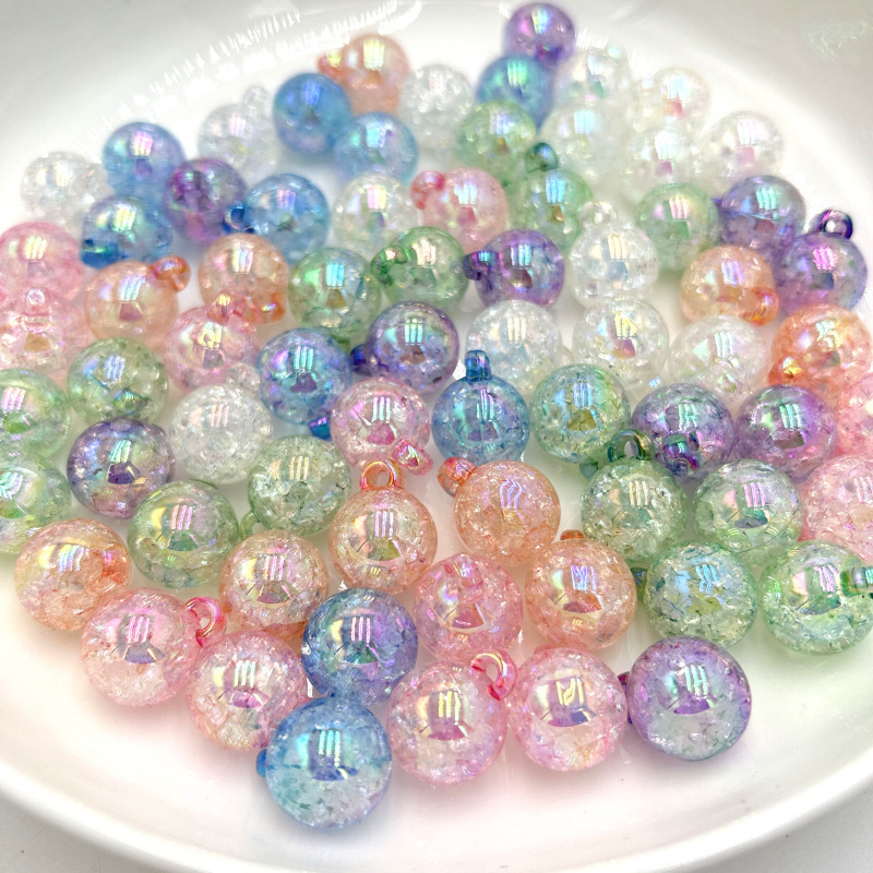 Wholesale of iridescent acrylic beads, 16mmUV anti-scratch crack scattered beads, hand-strung beads, DIY accessories details Picture