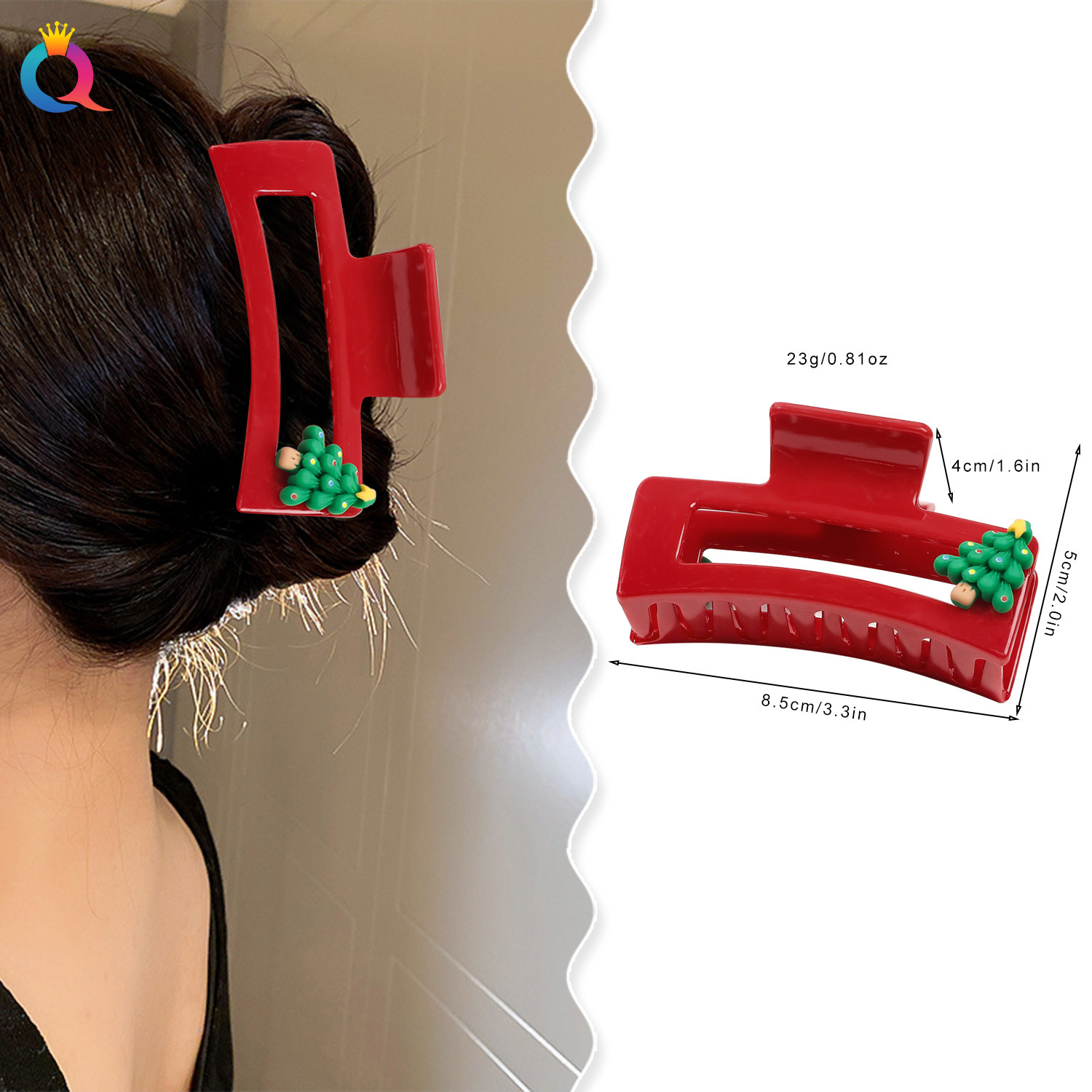 Qiyue Cross-border Christmas Cartoon hair clips, hair curls, hair grabbers, women's back head hair grabbers, shark clips, hair accessories wholesale details Picture