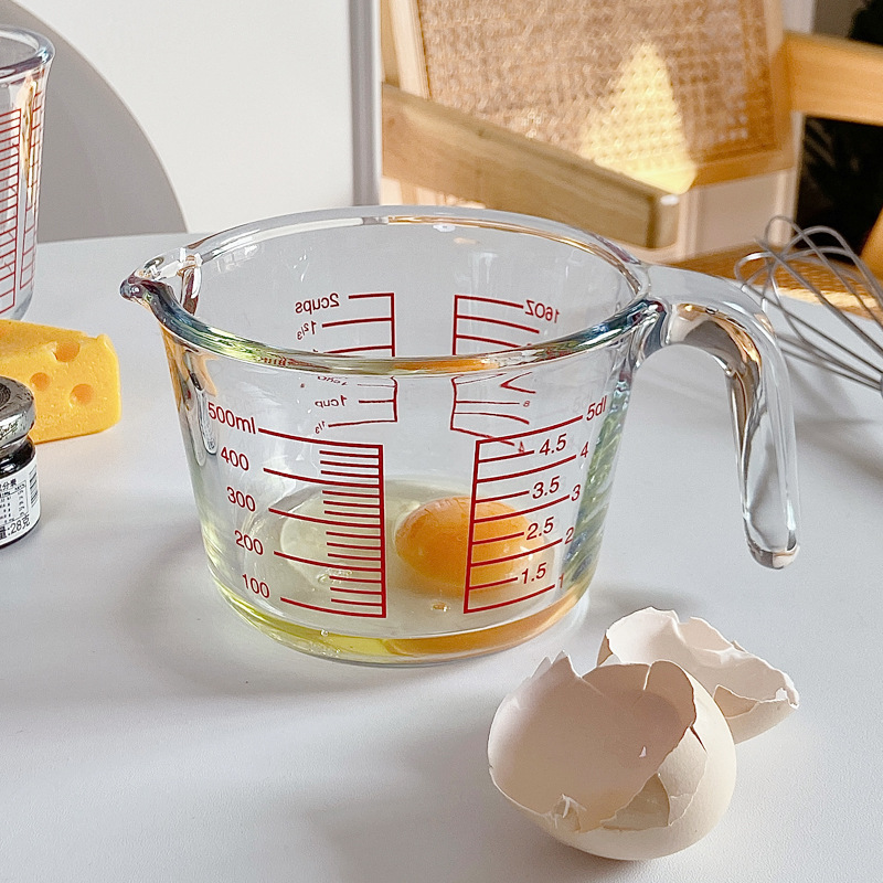 Bolimei high borosilicate household glass measuring cup with scale, large capacity for baking, microwave, handle, thickened and transparent details Picture