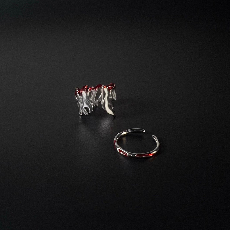 Red flame, cool and simple drip glaze open ring, irregular personality, cold style, niche design, fashionable ring Application Scenario