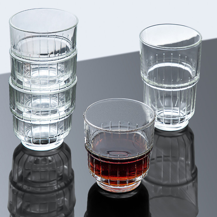 Lynk & Co series stackable glass cups, beer mugs, beverage cups, tea cups, coffee cups, water cups and milk cups full figure
