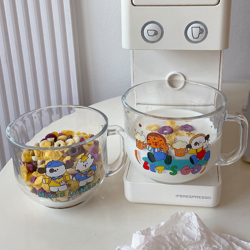 Designer tomato puppy glass cup, breakfast oatmeal cup, milk cup, student water cup, cold drink juice cup details Picture
