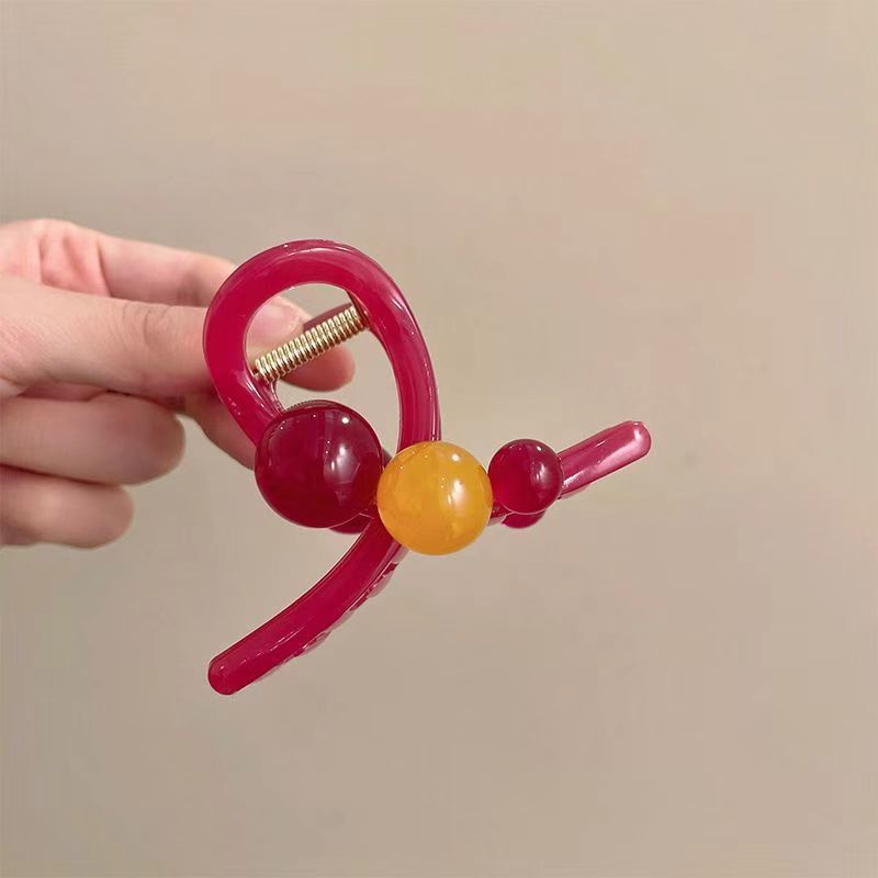 Fresh jelly ~ Colorful bean hair clips on the back of women's heads, popular scratch-off, 2024 new high-end shark clip headwear Specification drawing