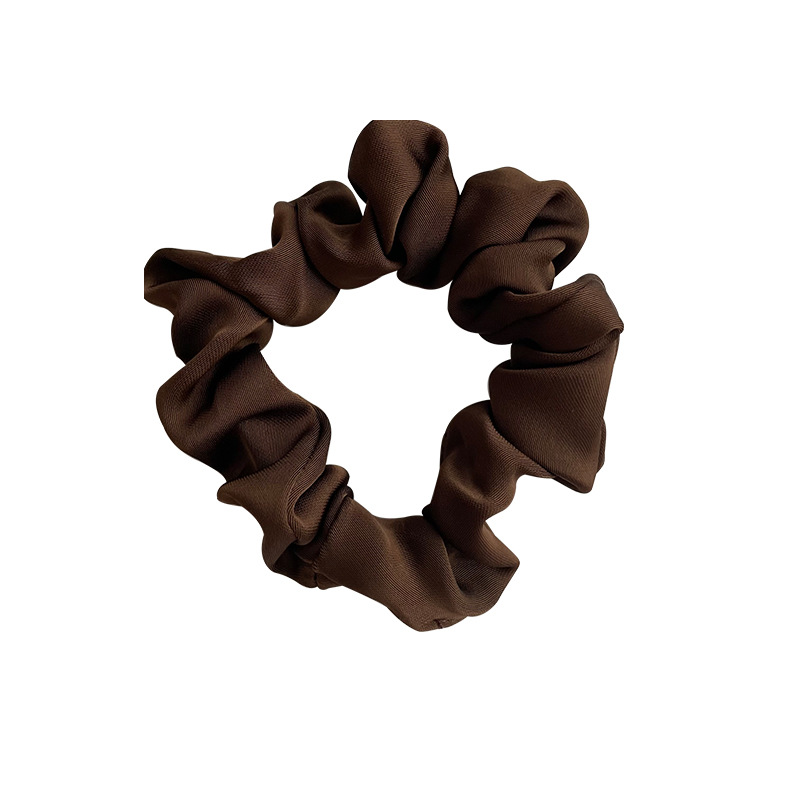 Coffee-colored silk satin hair band, Korean style, pleated large intestine hair band, high-end look, hair tie, leather band, ins, high appearance level Item Picture