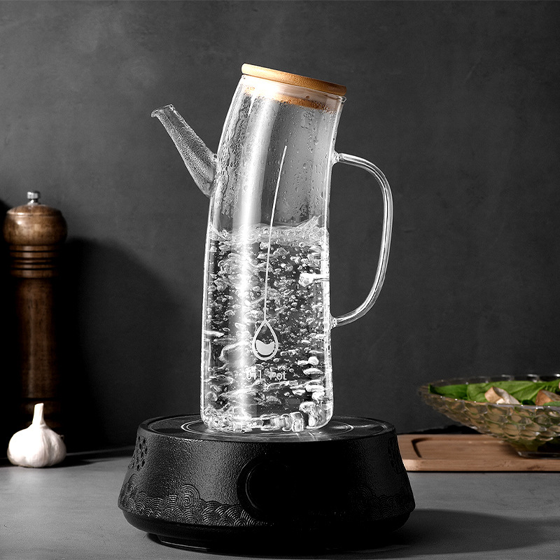 New glass oil pot and oil jar for kitchen use, large-capacity oil bottle for sesame oil, soy sauce, vinegar and seasonings details Picture