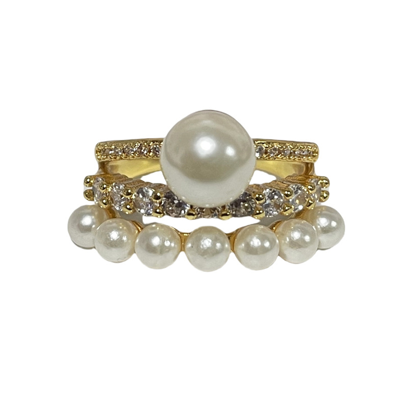 Retro pearl-inlaid open-top ring for women, new Chinese-style imperial style, niche and cold style, light luxury, sweet and cool ring Item Picture