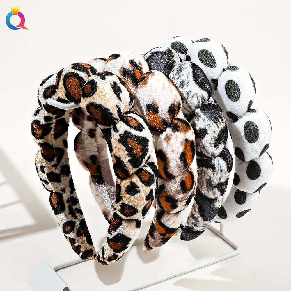Qiyue Cross-border Towel Cloth Sponge Hair Band High Skull Top Spa Hair Band Face Wash Makeup Headband Hair Accessory Wholesale details Picture