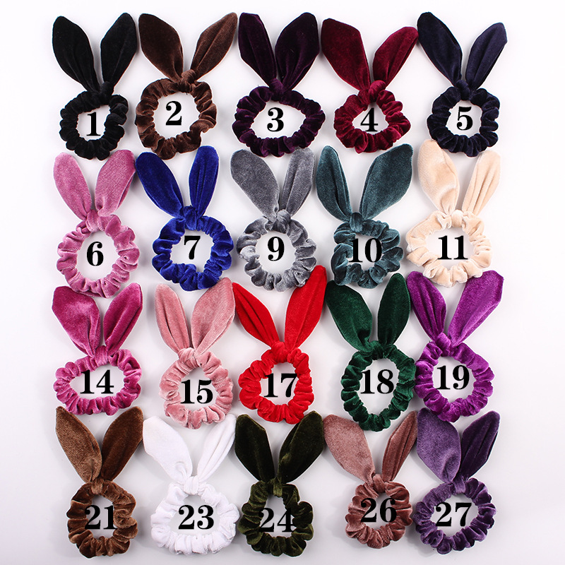 Qiyue's new golden velvet steel wire rabbit ear velvet fabric Korean version simple and fashionable hair tie and hair band cross-border C62 full figure