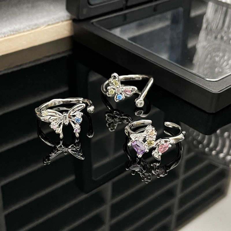 Irregular butterfly opening ring, high-end design for women, index finger ring, niche and cold style, new 2024 ring Specification drawing