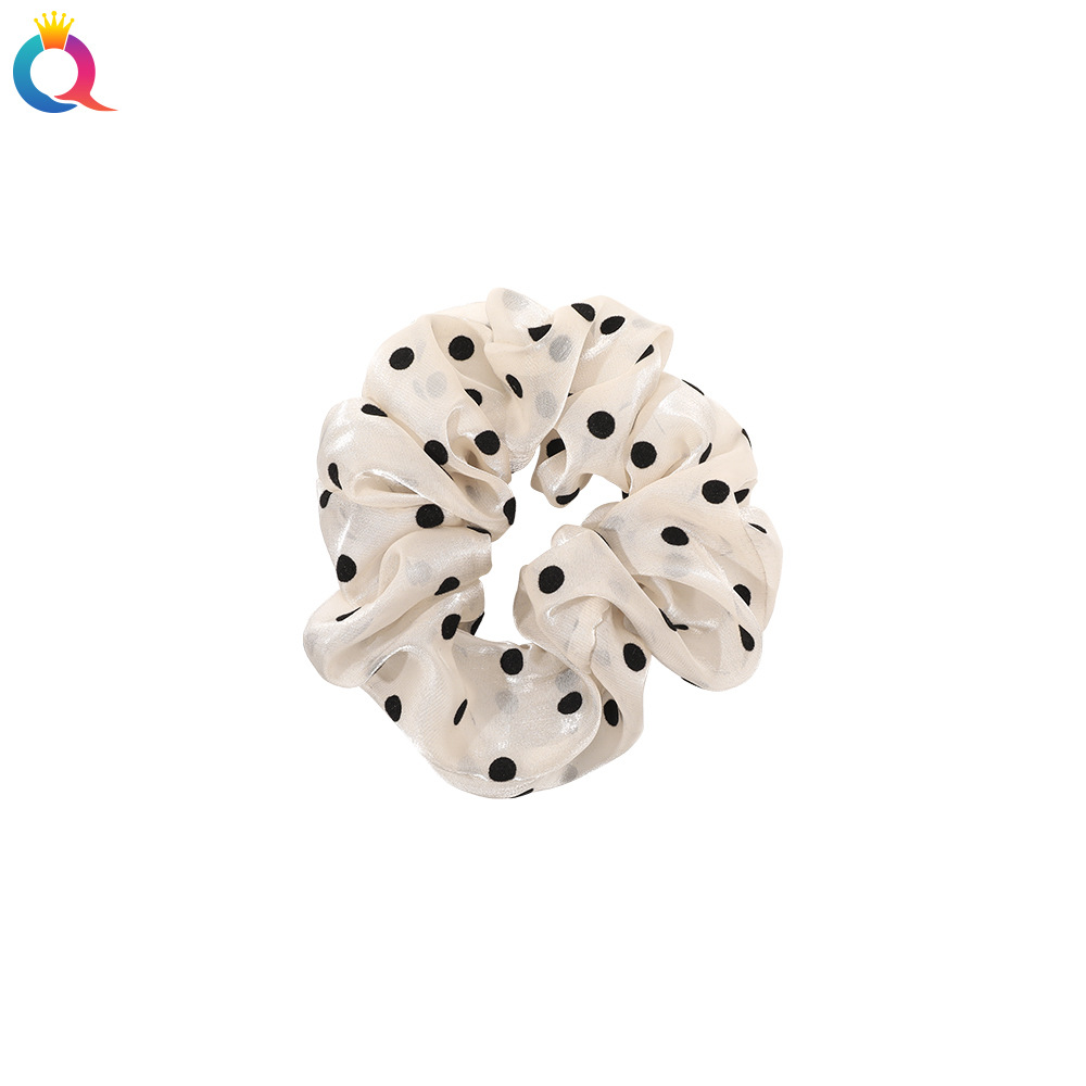Qiyue Korean retro bright silk yarn flower large intestine hair band fabric flocked large intestine band elegant and versatile hair band accessory Item Picture