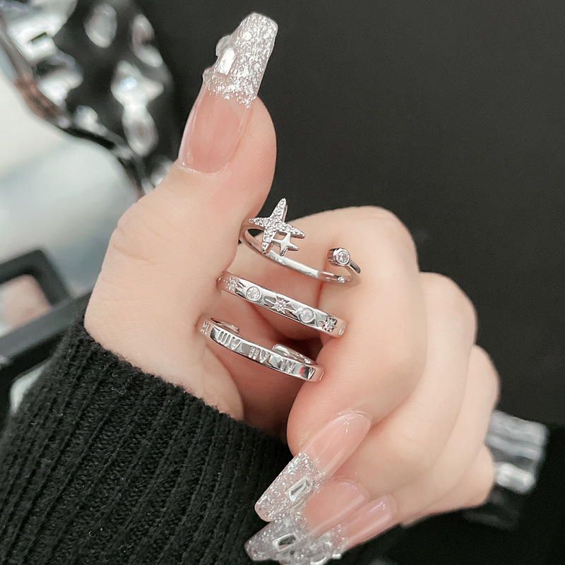 Minimalist and individualistic starry light small plain ring open ring, a cold and unique design for women, versatile and elegant, making the skin look fair Specification drawing