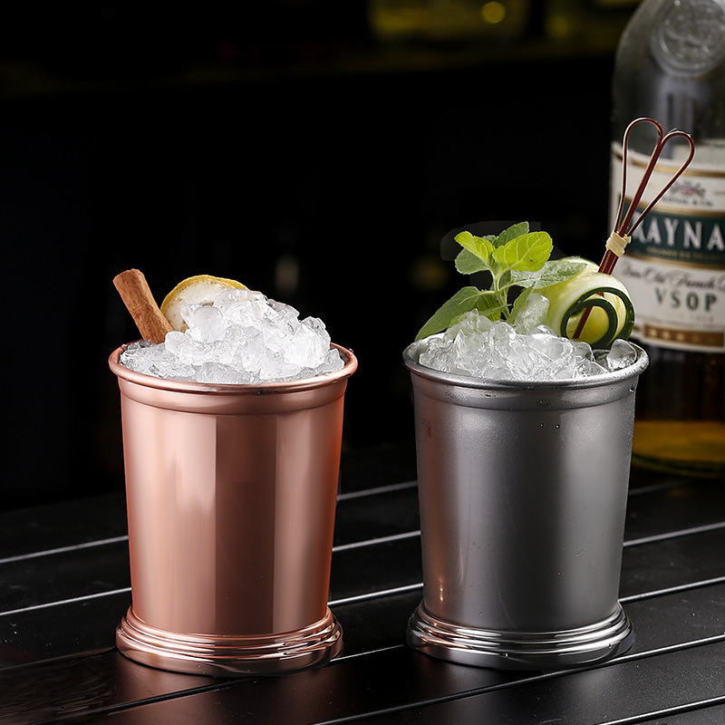 304 stainless steel Zhu Lipu cup, mint metal cocktail cup, rolled edge Mojito step cup, bar cold drink cup full figure