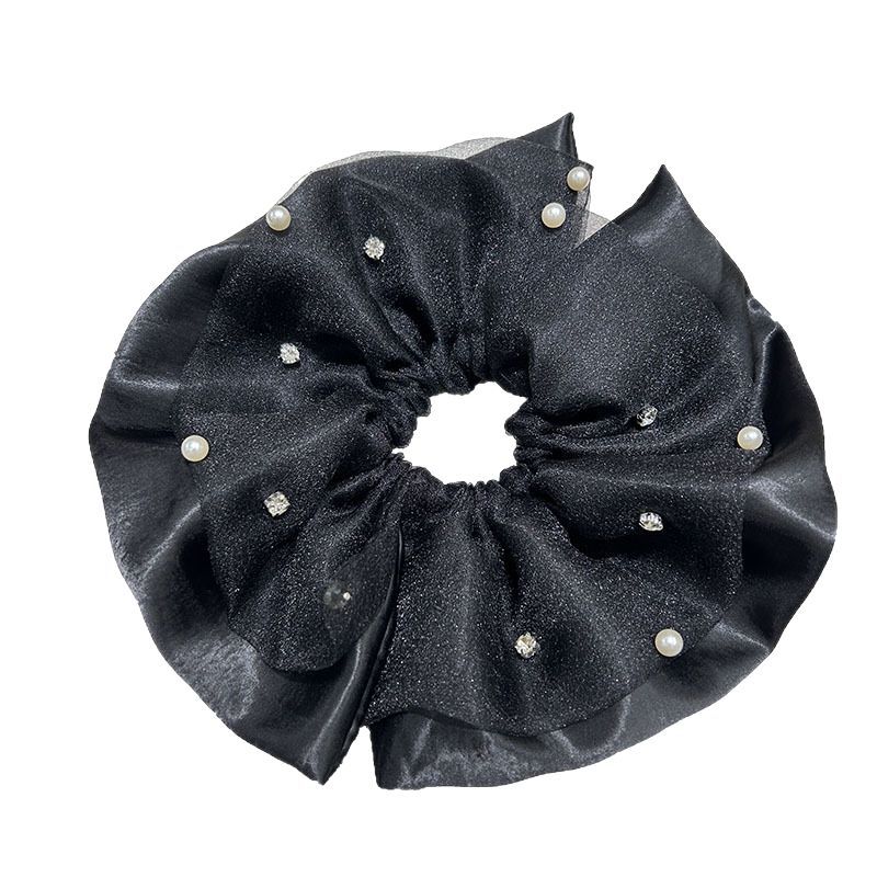 New double-layer mesh pearl large hair band for women, French high-end, light luxury and retro updo large colon hair band accessory Item Picture