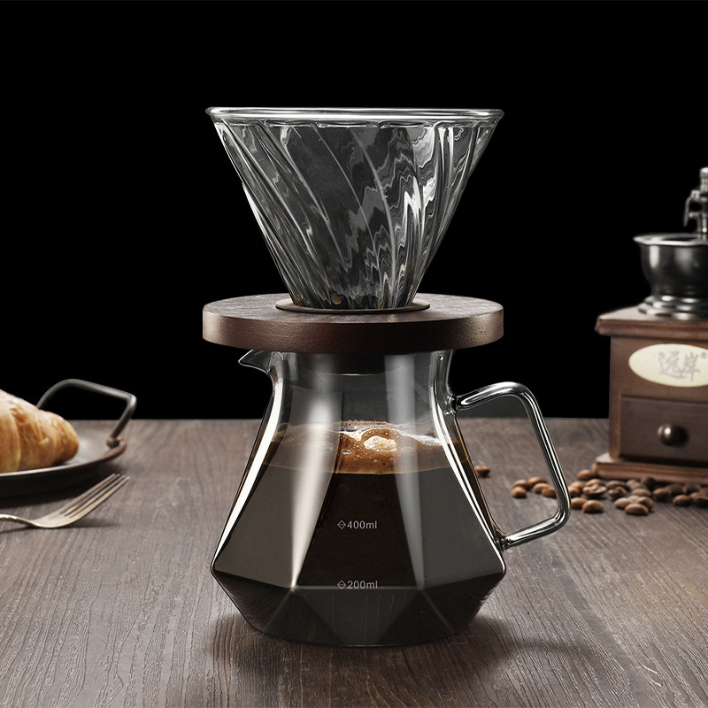 Cross-border hand-brewed coffee pot, glass sharing pot, household heat-resistant glass coffee pot with filter coffee set Item Picture