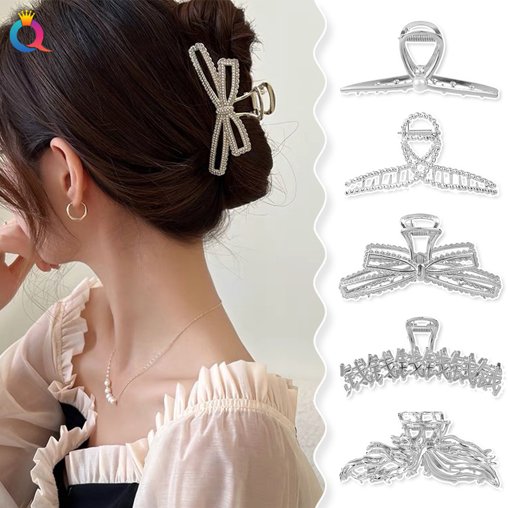 Qiyue Cross-border Metal hair clips, high-end shark clips, women's back head updo hair clips, hair accessories and head accessories wholesale details Picture