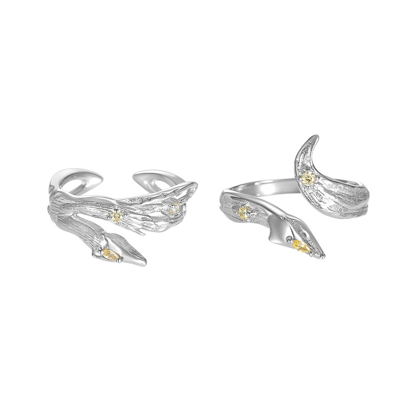 Niche design, simple and individual texture, yellow zircon open ring for women, Hufflepuff, Badger House, sweet and cool ins ring Item Picture