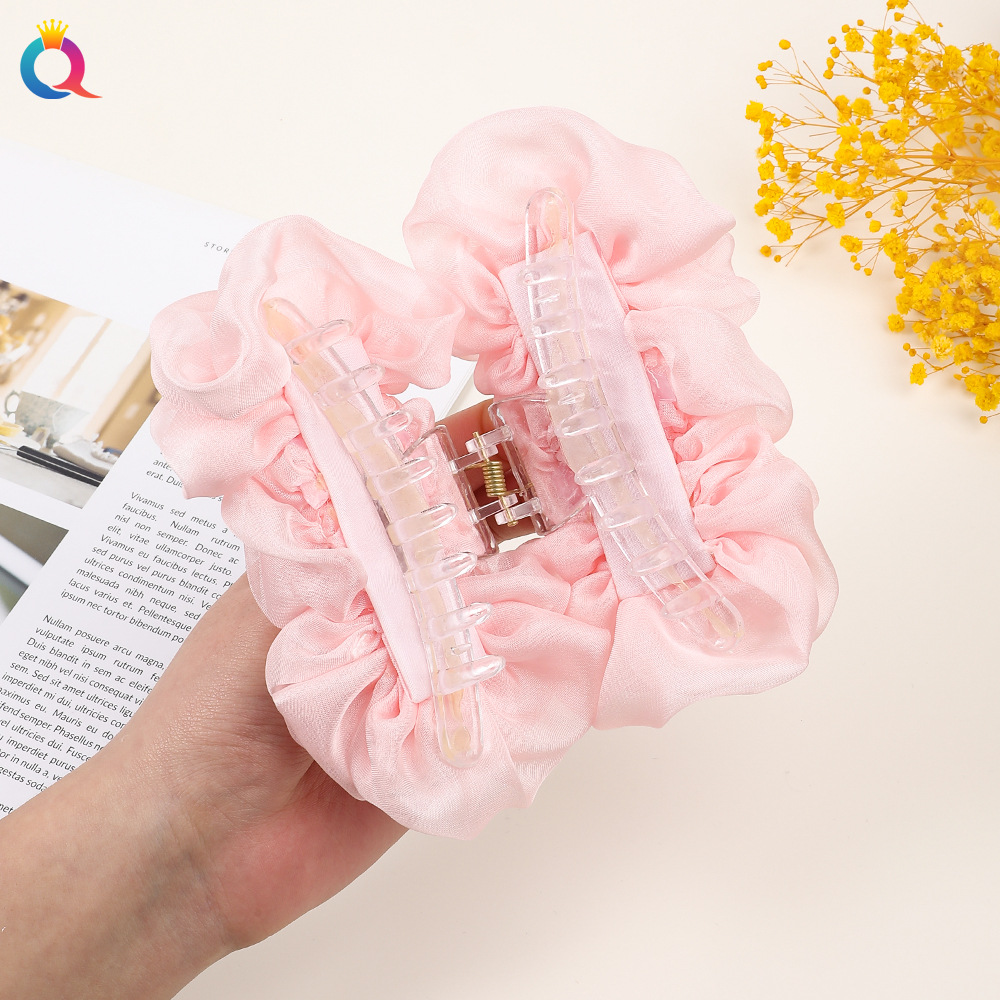 Qiyue Chiffon bow hair clips, back head curls, large solid color hair grips, hair accessories and head accessories wholesale Specification drawing