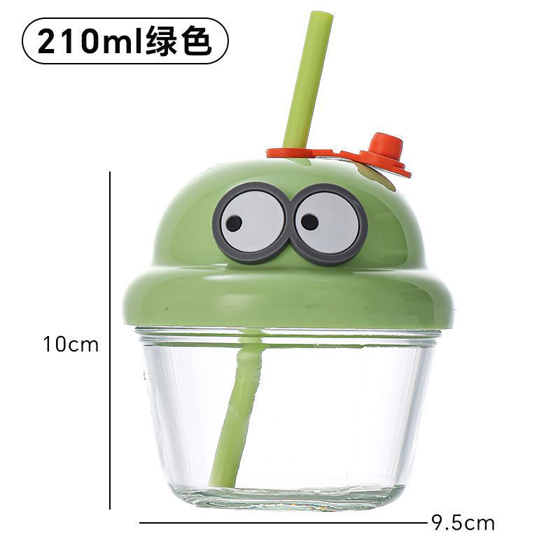 New Dun Dun Cup Mini Glass Cup, cute cartoon children's water cup, summer milk coffee drink straw cup Item Picture