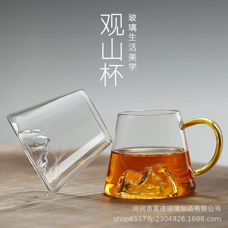 Fuji Mountain high borosilicate glass cups, vintage water cups, coffee cups, whisky glasses, volcano cups, sizes full figure