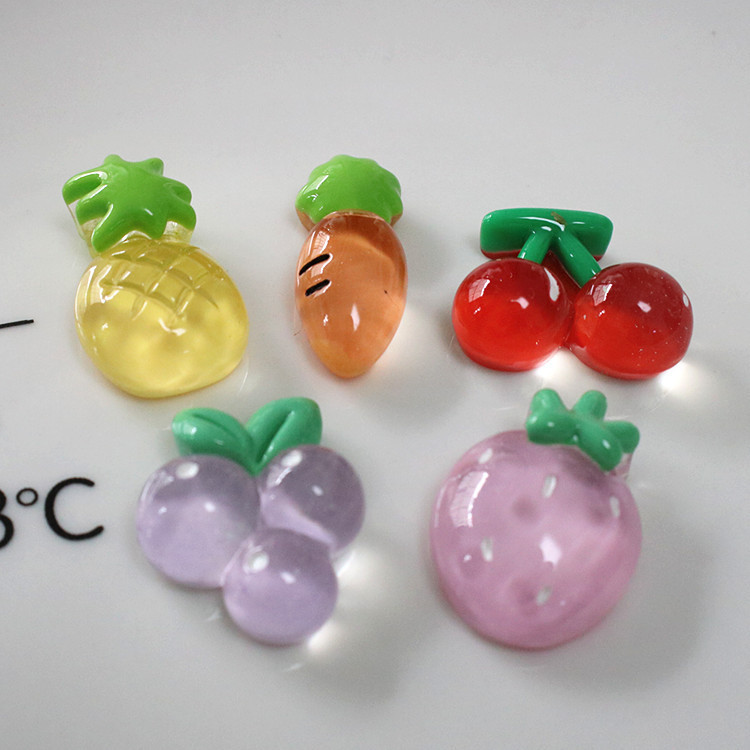 Transparent fruit resin accessories, cherry and strawberry diy hair accessories, hair clip materials, children's rings, handcrafted materials Specification drawing