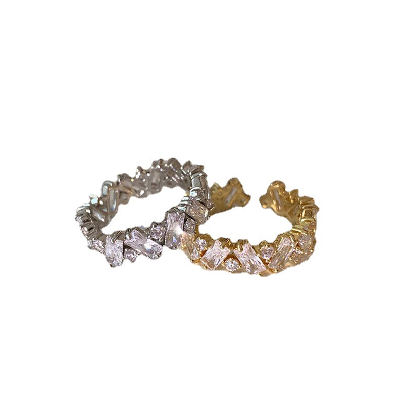 Irregular zircon ring for women, a Korean niche design, exquisite retro, trendy, simple and versatile ring Item Picture