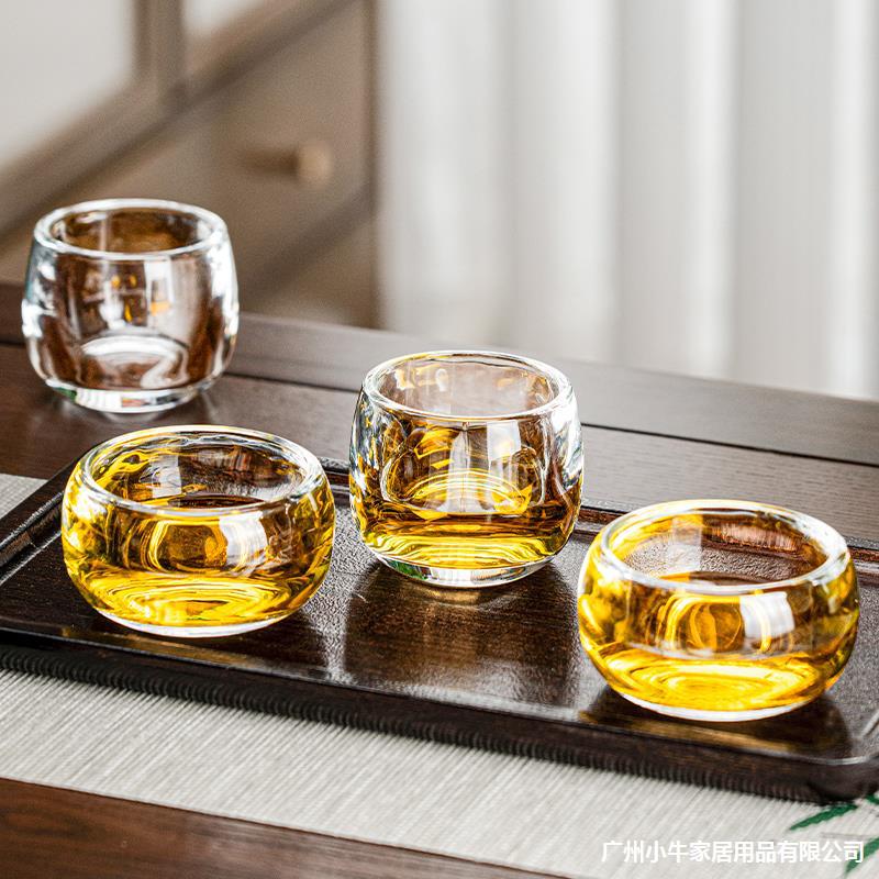 Glass water cup, thickened tea cup, household finger ring cup, difference combination set, heat-resistant tea brewing cup, tea table, heat-resistant tea set Specification drawing