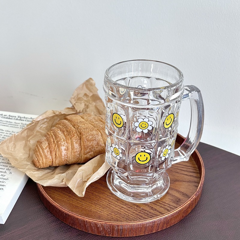 Wholesale of custom-made large-capacity glass cups, beer mugs, cold drink cups, household water cups and glass cups details Picture