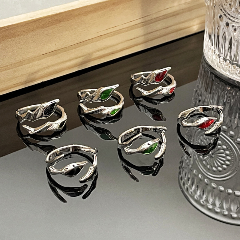 Irregular-shaped original open ring with drip glaze, feminine androgynous style, ins cold style, layer-worn, simple and elegant ring Specification drawing