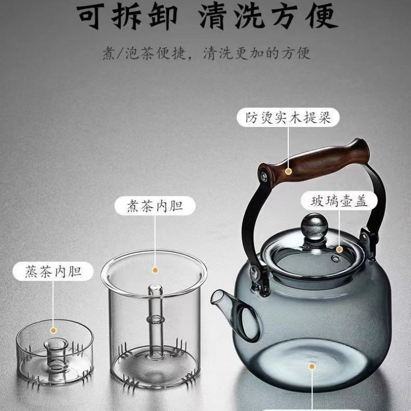 High borosilicate transparent glass high-temperature resistant kettle, large-capacity handle kettle, electric ceramic stove, heating and boiling kettle set Application Scenario