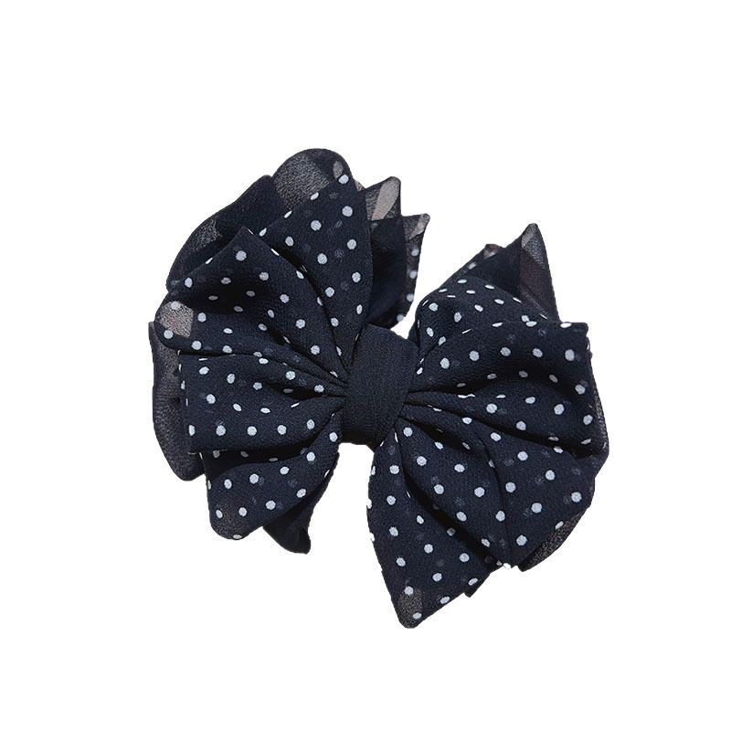 Retro style, elegant and versatile grab clip, polka dot, multi-layer bow, banana clip, ponytail hair clip, high-end hair accessory Item Picture