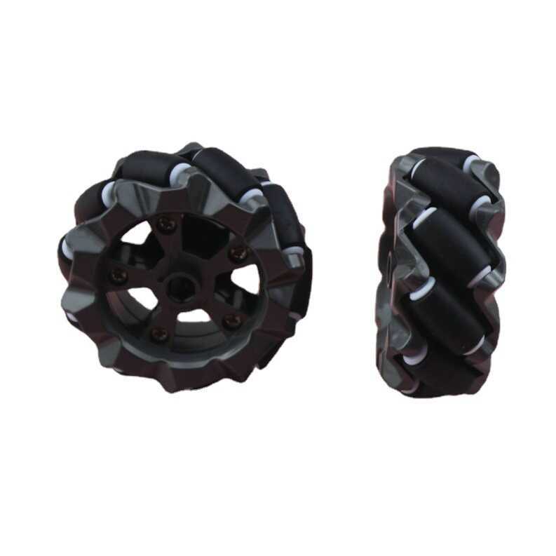 Silver-black McNamm wheels, DIY car stunt wheels, transverse wheels, maker experiment materials, rubber-coated wheels Item Picture
