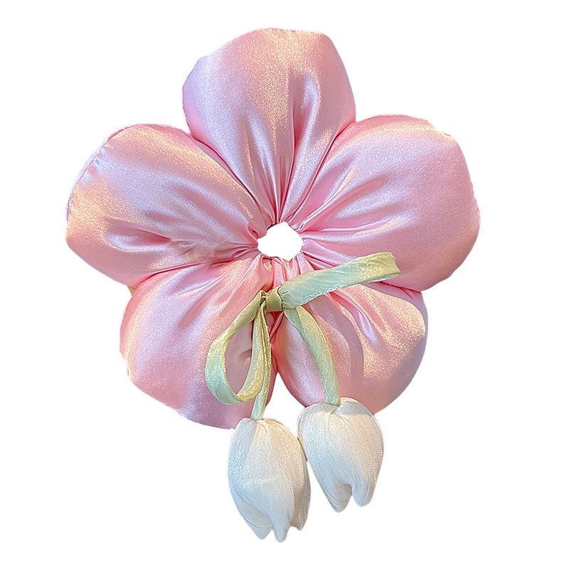 Children's flower-shaped large intestine hair band, little girl with a bun at the back of her head and a low ponytail headpiece, a high-end hair accessory for girls and princesses Item Picture