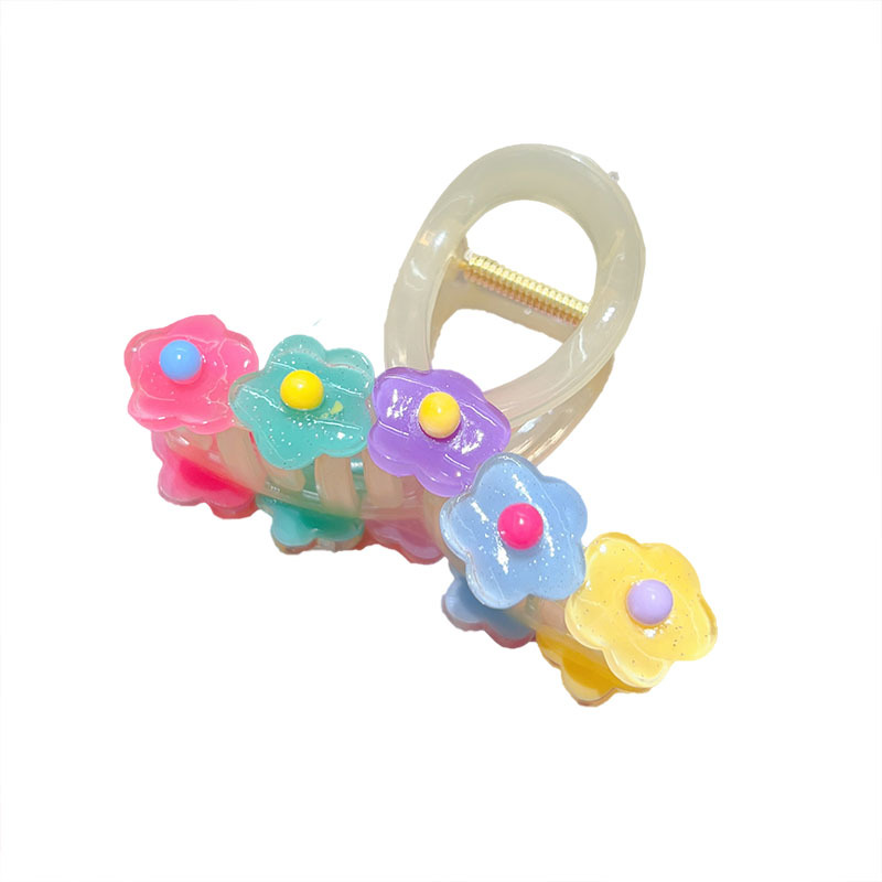 Sweet summer flower grabber women's new high-end acrylic hair clip, women's back head elegant updo shark clip Item Picture