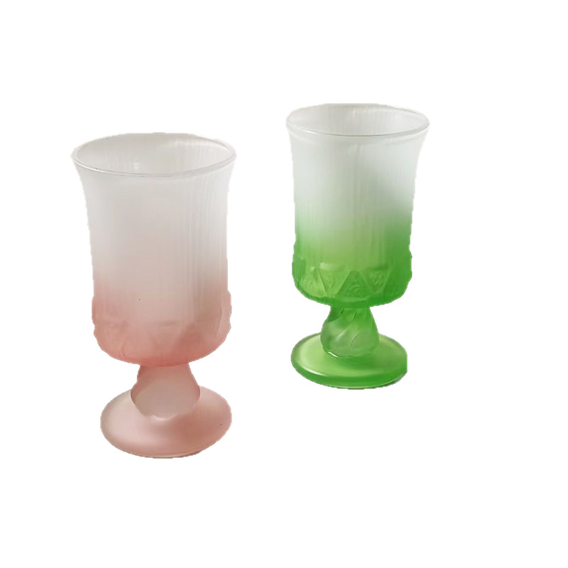French court-style tall glass, gradient frosted red wine glass, juice glass, beverage glass, whisky fruit glass Item Picture