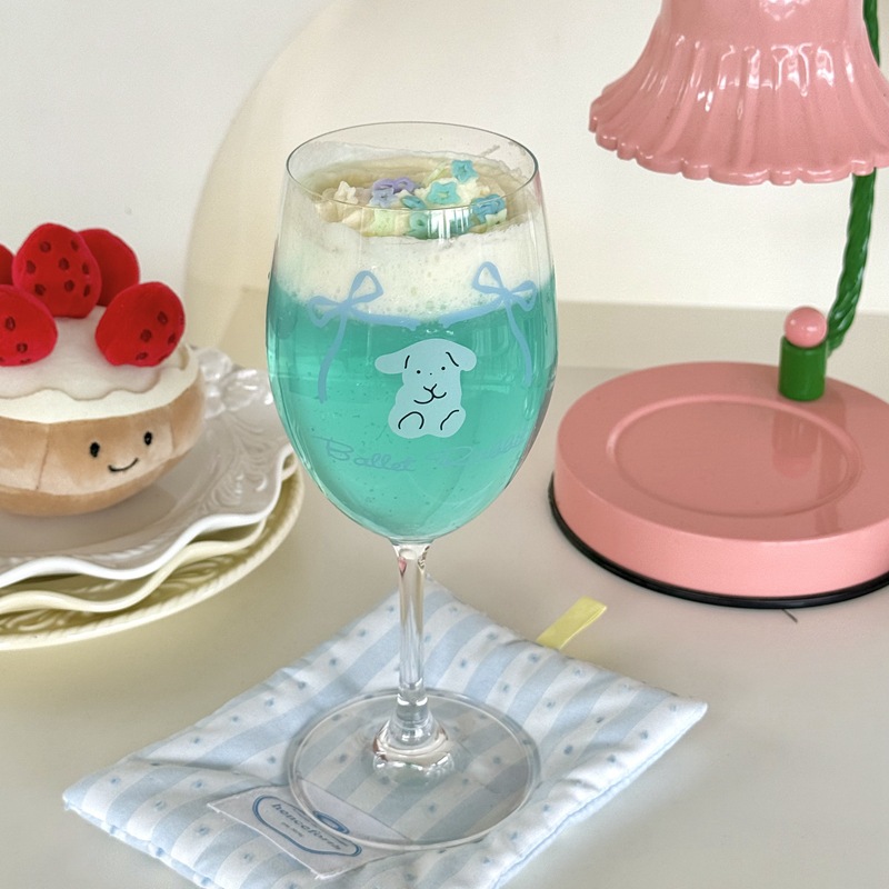 Customized tall glass, red wine glass, Korean Instagram popular glass cup, tall glass drink cup, high appearance level cocktail cup details Picture