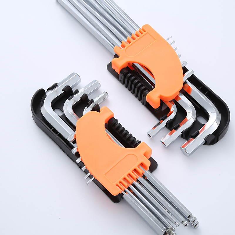 Ball head hex socket wrench set, bright chrome plated hex socket wrench, L-shaped hex socket wrench set, 9-piece set, ball head wrench Application Scenario