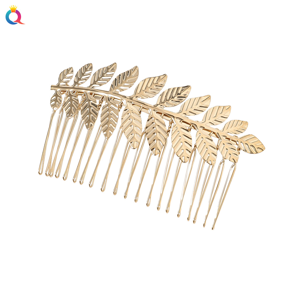 Qiyue Cross-border's new alloy leaf hairpin, spring clip, Baroque gold coin portrait hair band and hair accessory Item Picture